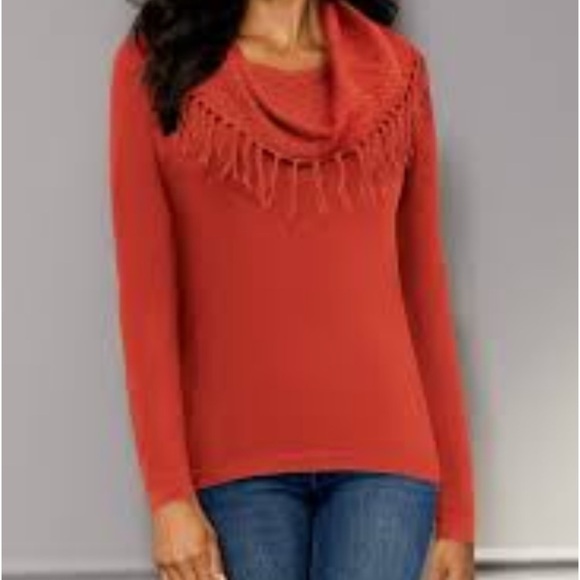Women’s Cato plus size 22/24 red 3/4 sleeve sweater w/ fringe Christmas party - Picture 1 of 8